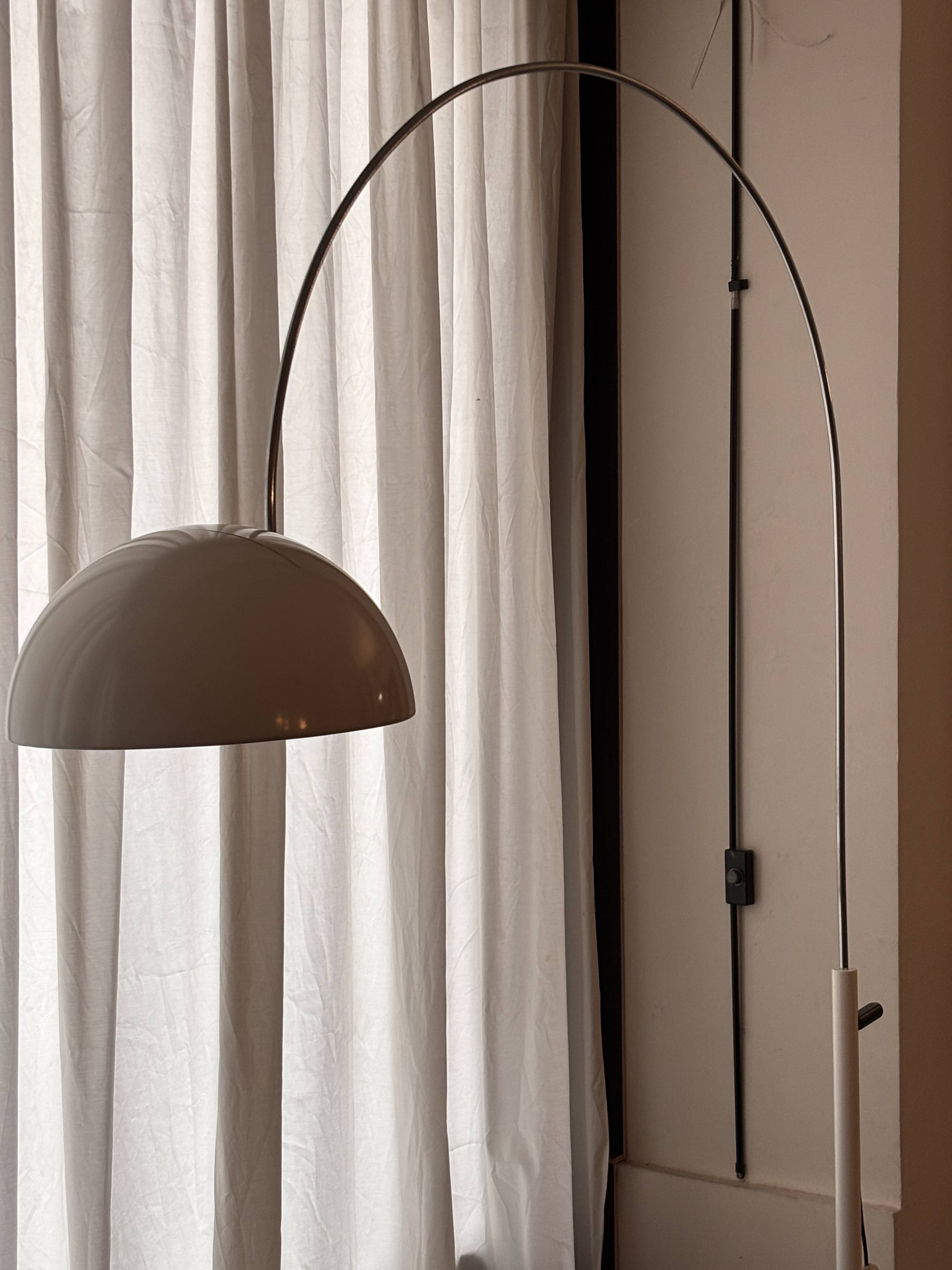 Arco Cut Floor Lamp Joe Colombo for Oluce White Chrome Vintage Design