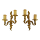 Antique pair of double-light brass wall sconces, 1960s