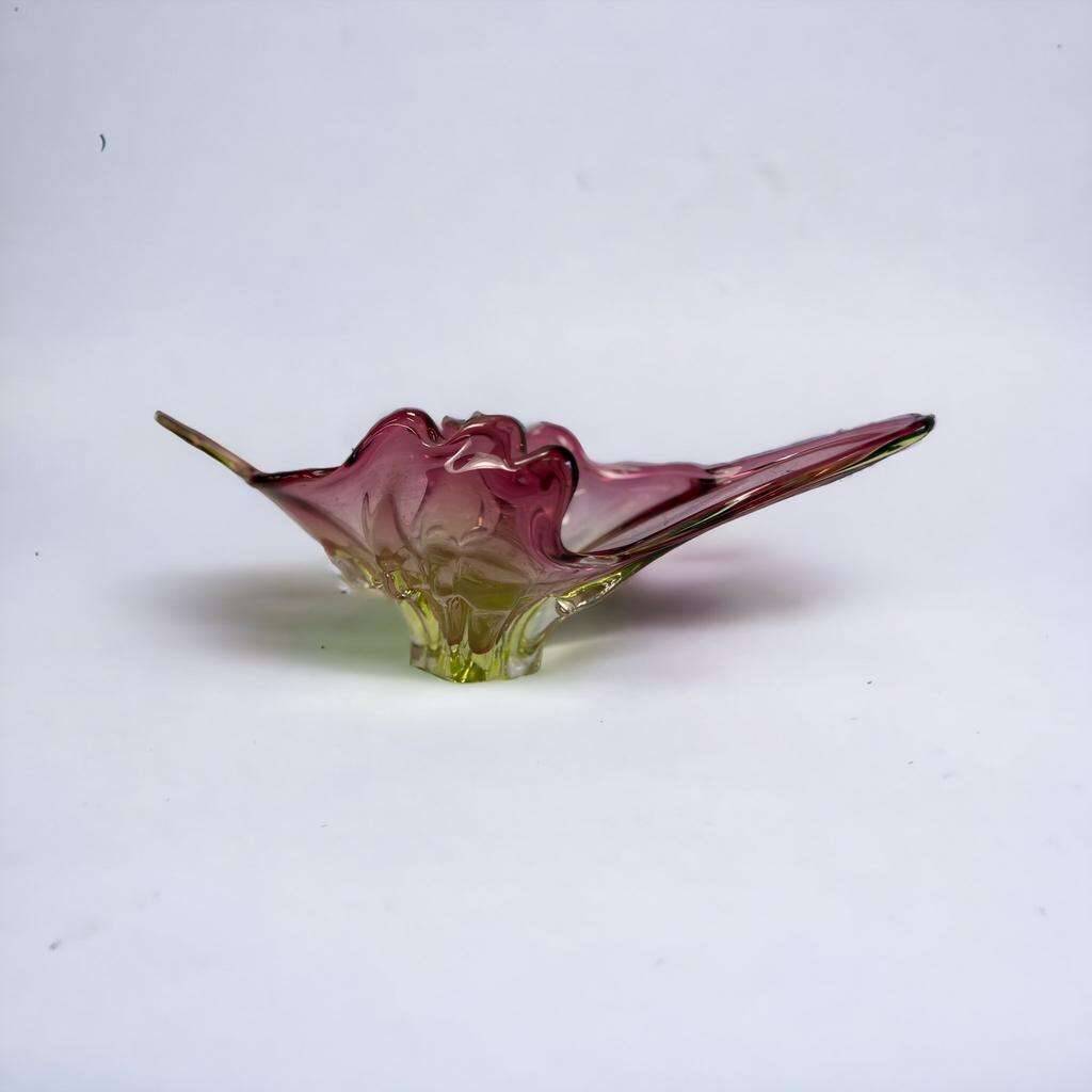 Vintage pink/green murano glass bowl/decor