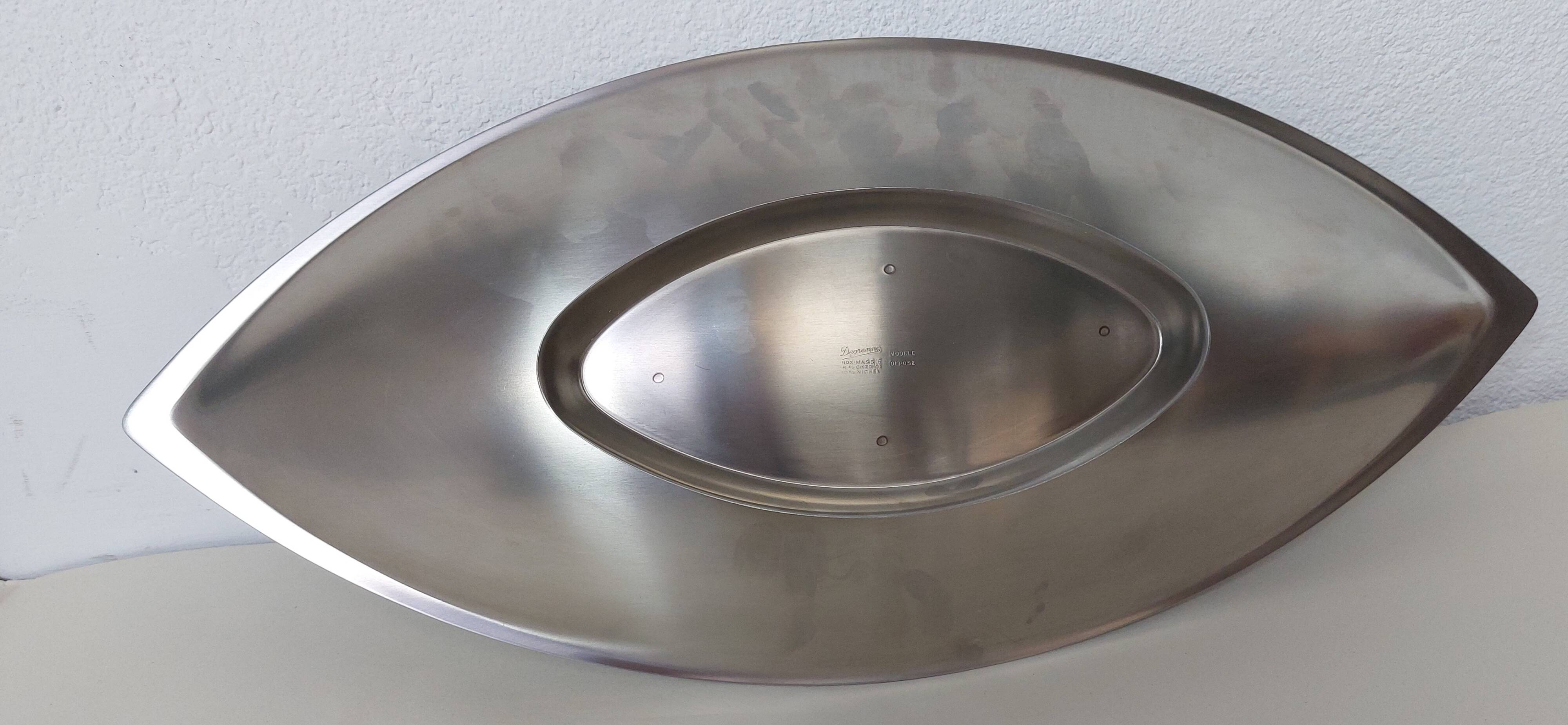 Plateau Rond Guy Degrenne En Inox, Vintage, Acier Argenté, Service