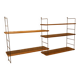 Wall rack with shelves and steel holders, dark wall system