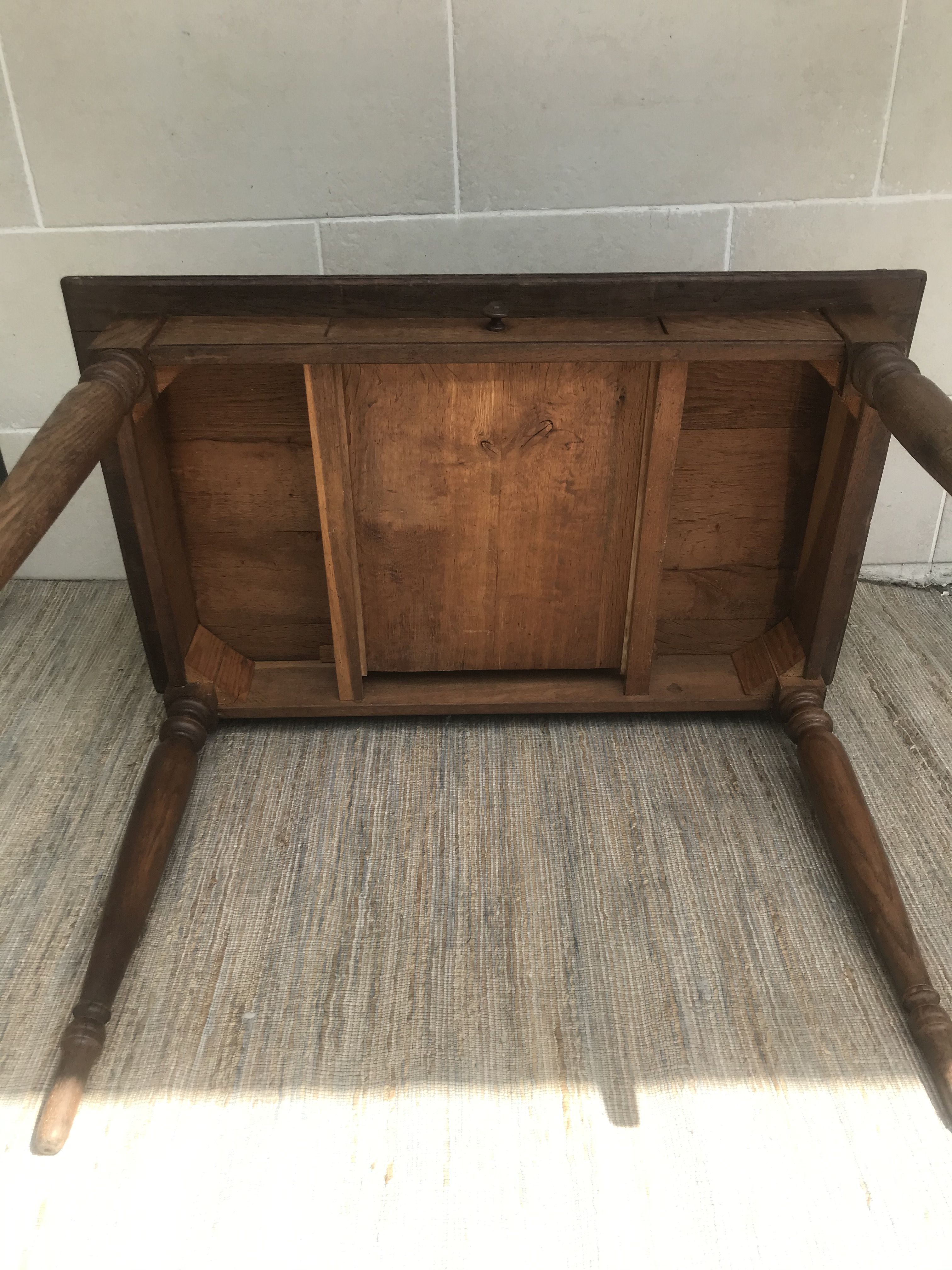 Old farmhouse table desk 1 drawer solid wood patinated black top