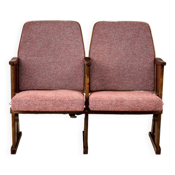 Vintage red folding cinema chairs, Czechoslovakia from the 1970s.