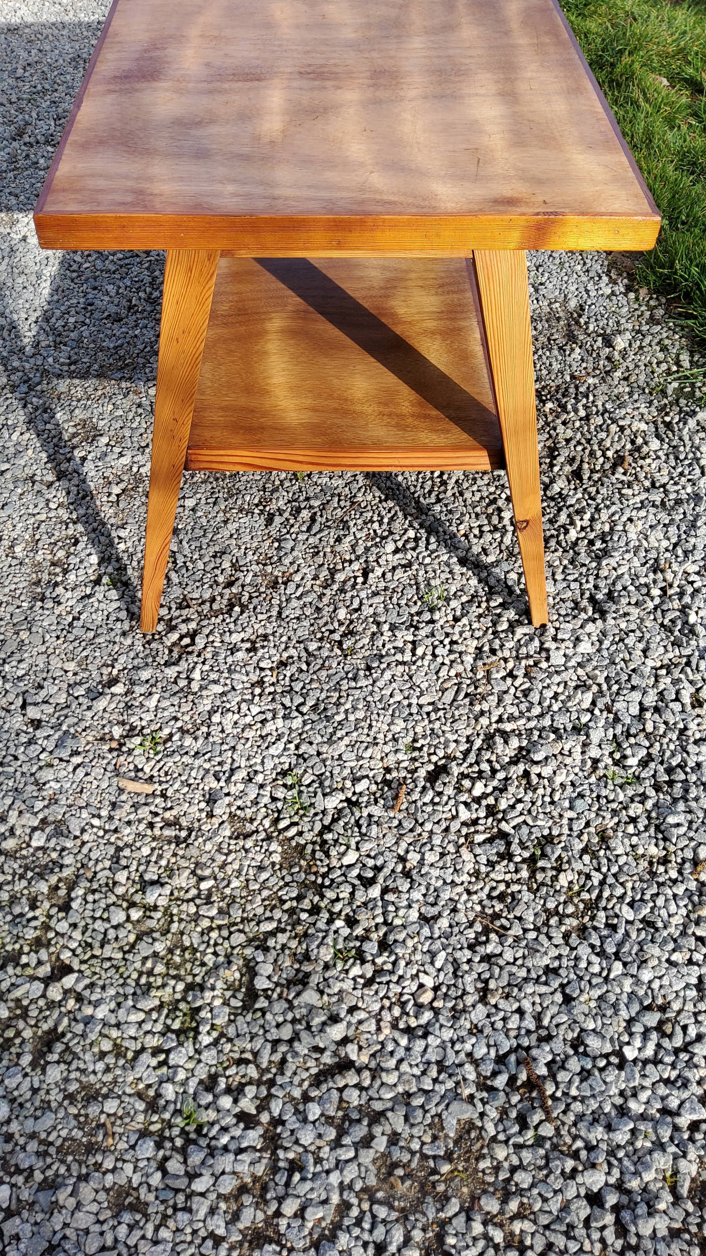 Coffee table of the 50s feet compass double wooden tops