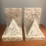 Pair of marble pyramid bookends
