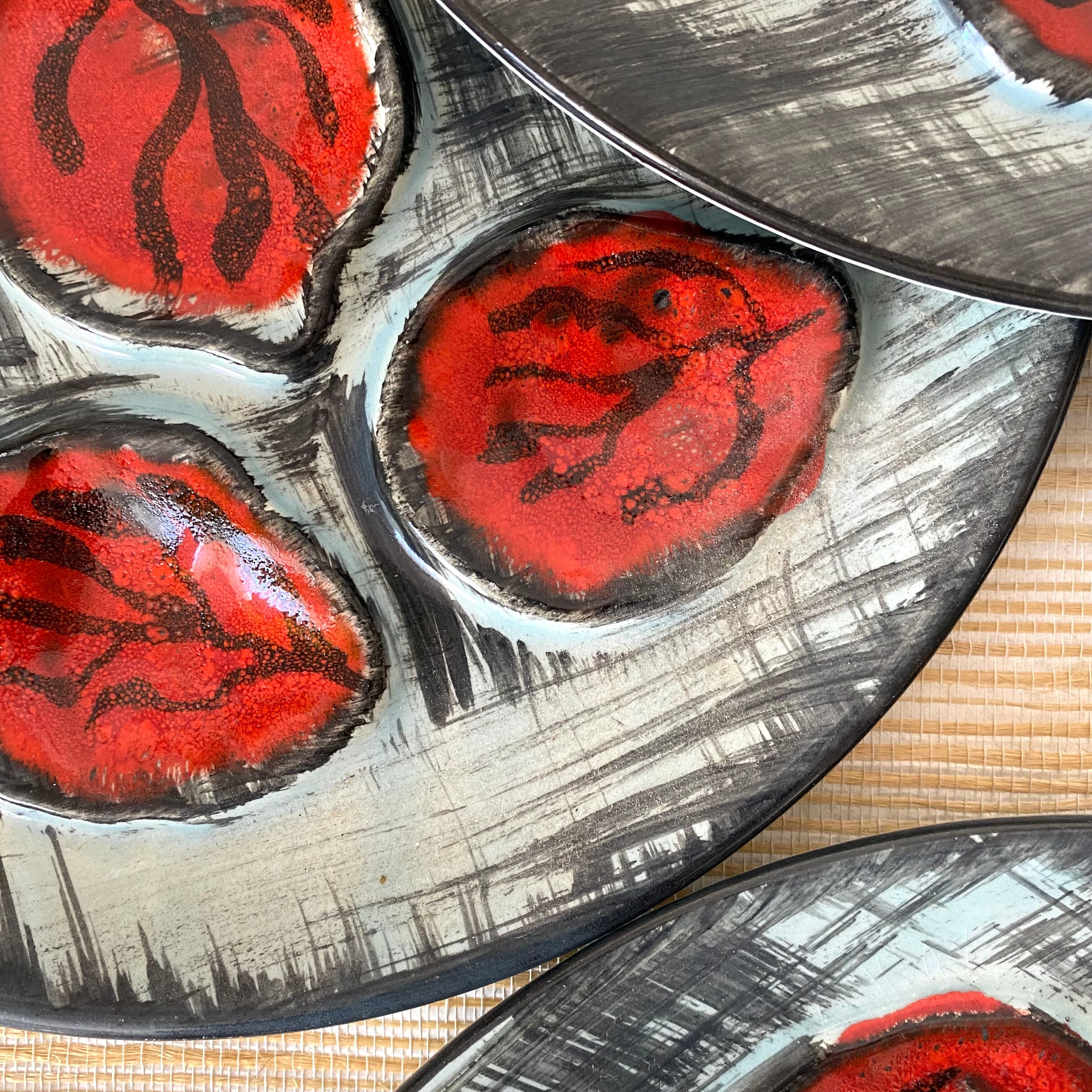 Vintage MBFA Pornic oyster barbotine plates from the 60s