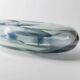 Vintage Murano glass bowl - filigree glass, twisted striped pattern, bluish - Italy 1970s