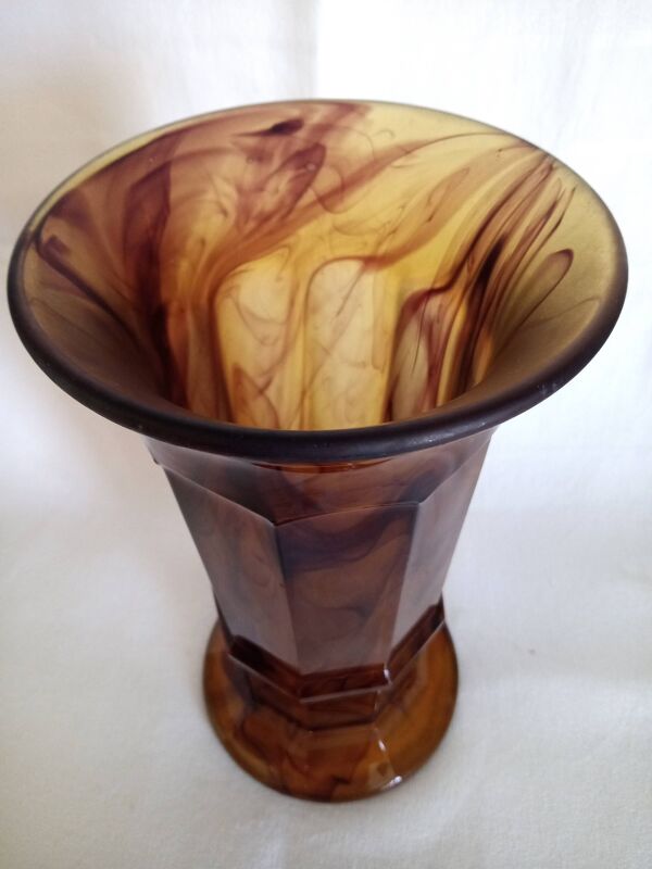 George Davidson ''cloud glass'', 1922 - Vase Art Déco en verre couleur ambre