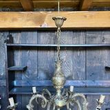 Chandelier 6 lights vintage gilded bronze 70 cms