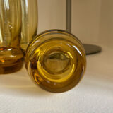 6 amber blown glass water glasses