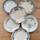 Mismatched vintage flat plates in ironstone - Blue decor