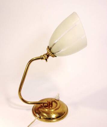 Bedside lamp, brass and glass, 1950