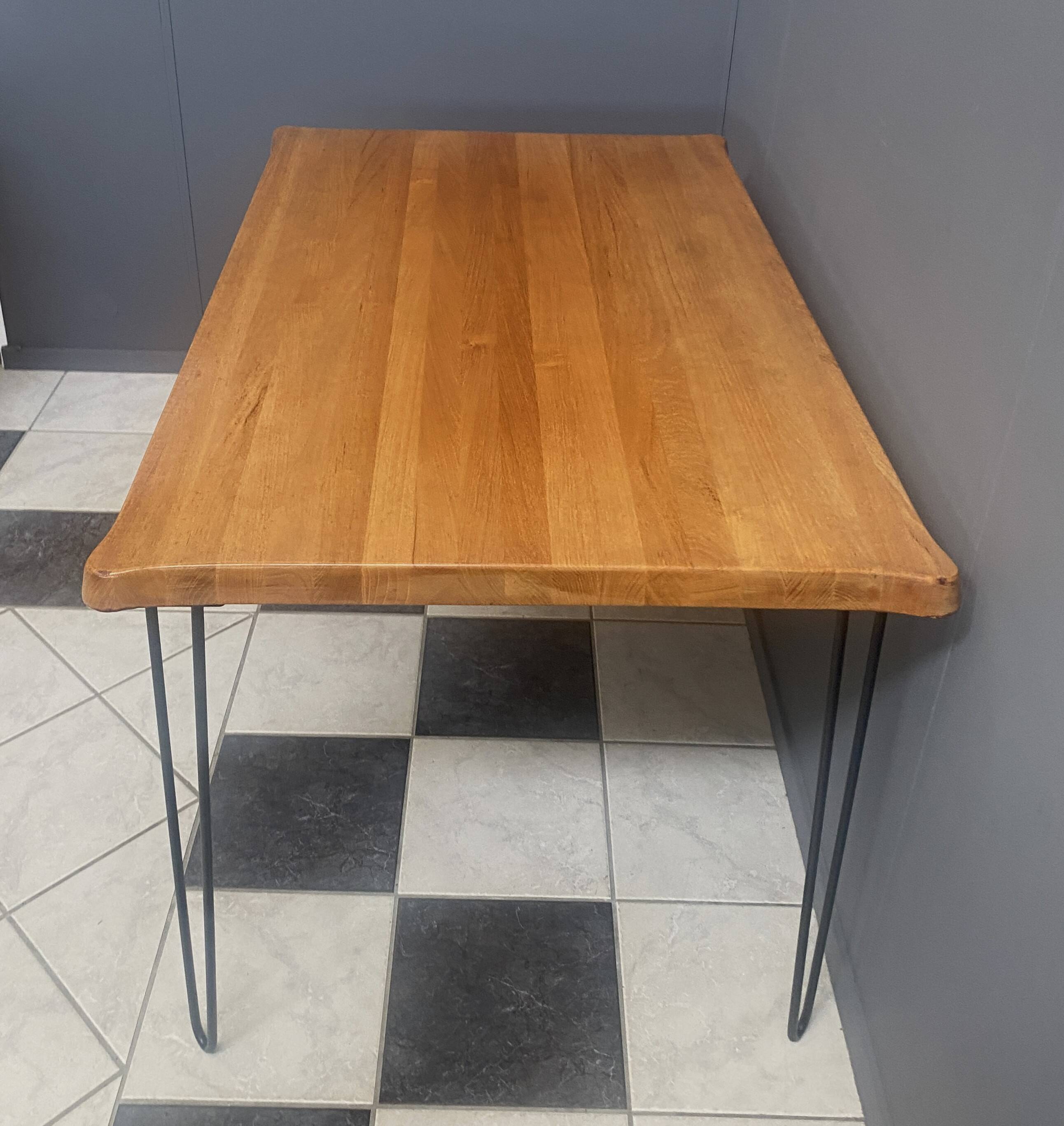 Danish dining table with hairpin legs