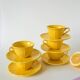 Set of 5 Badonviller lemon yellow cups and saucers, 1960