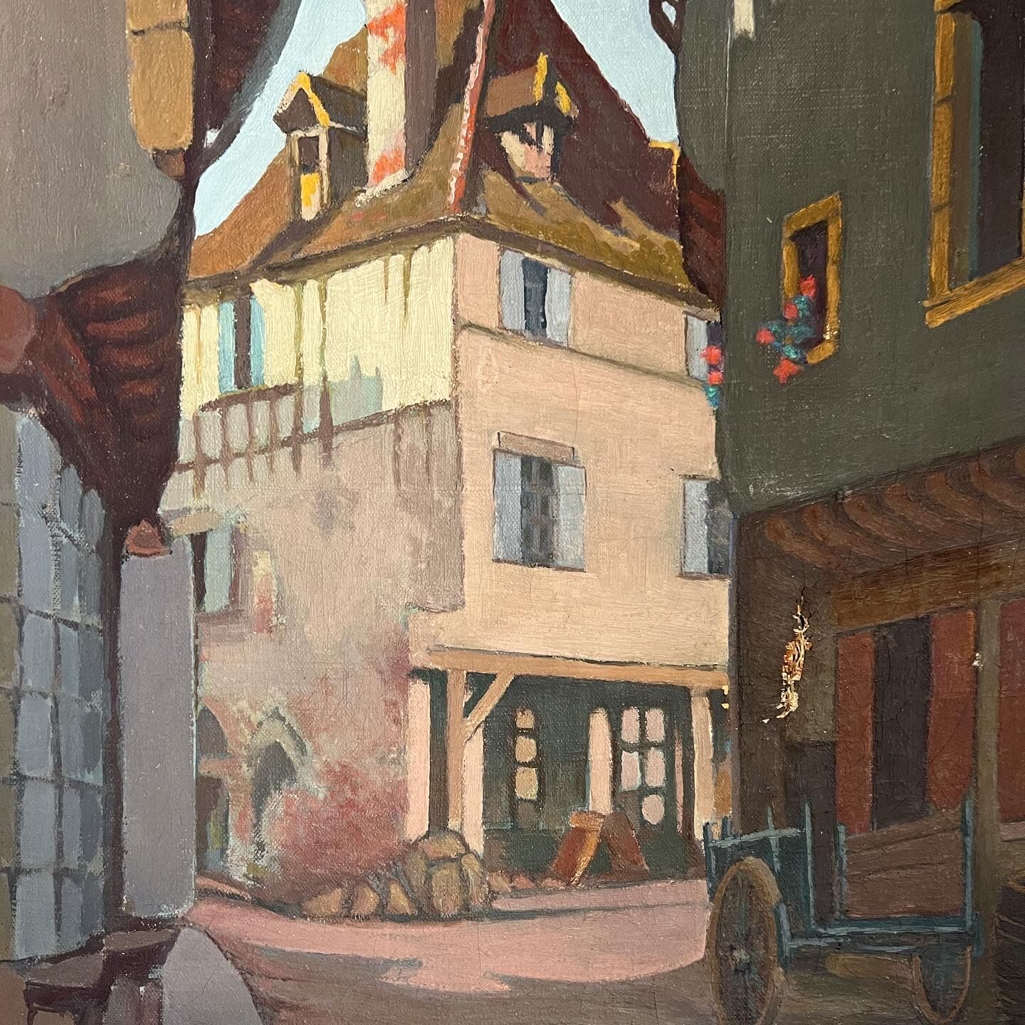 Painting of a French country village