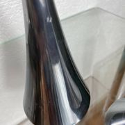 Paire de bougeoirs design en acier inoxydable