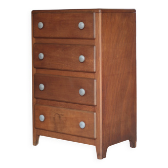 Vintage drawer unit, Art Deco wooden furniture, chest of drawers, tallboy.