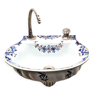 Old rouen basin hand-painted dragon faucet silver metal