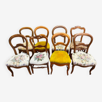 8 chaises Louis Philippe tapissées