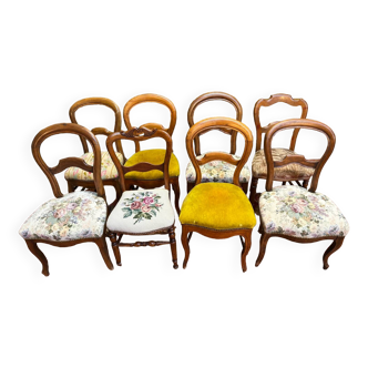 8 chaises Louis Philippe tapissées