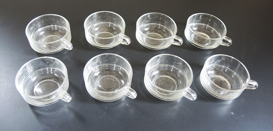 8 old duralex stackable coffee cups
