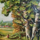 Oil on canvas "ballad in the Breton countryside"