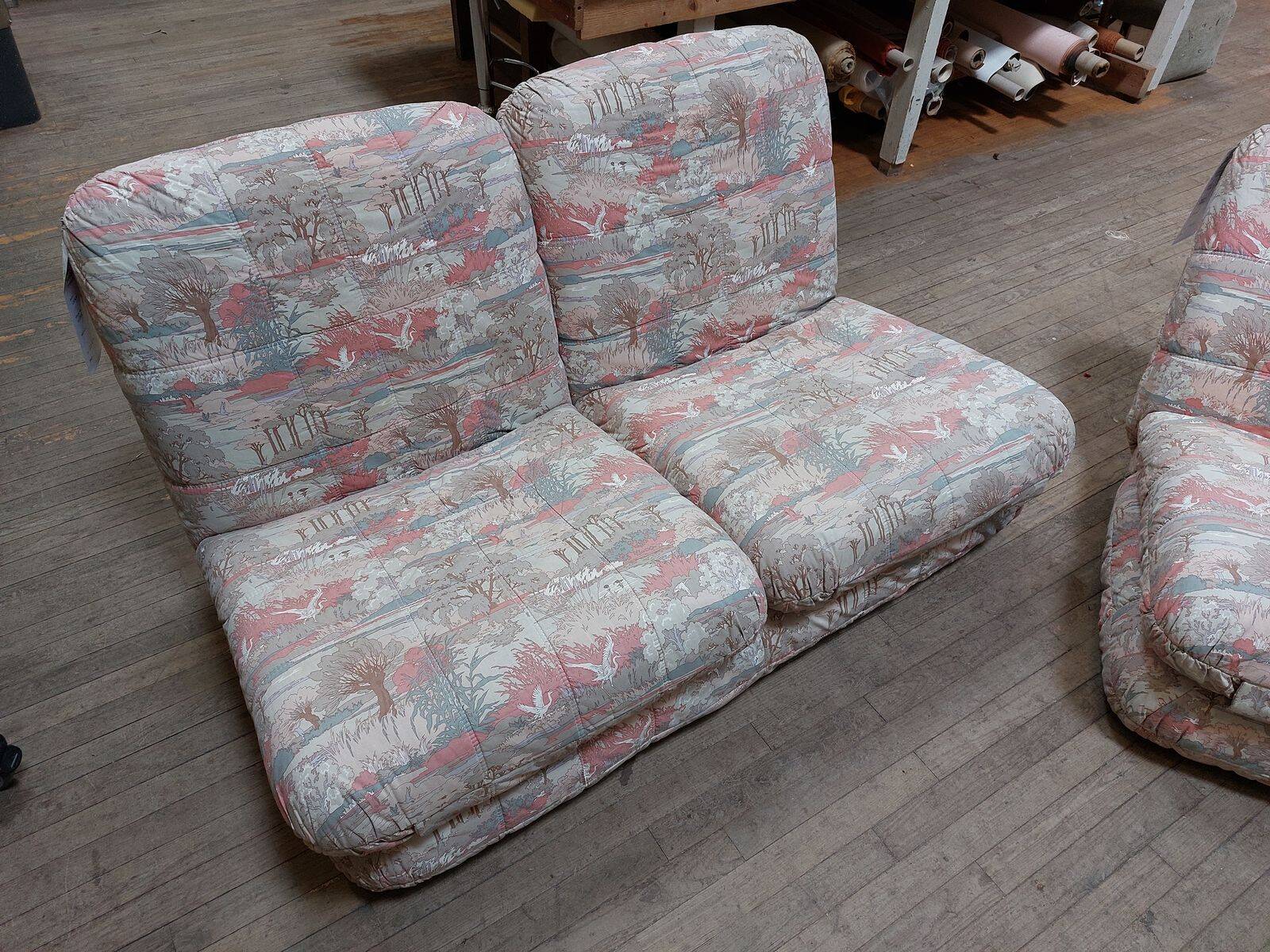 Ensemble de salon modulable vintage - Canapé 2 places + chauffeuse 1 place