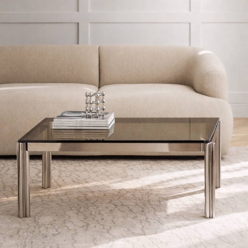 Aluminium coffee table with smoked glass by Georges Ciancimino, 1970.