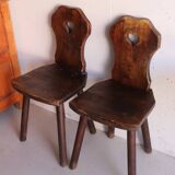 Pair of antique Alsatian wooden chairs