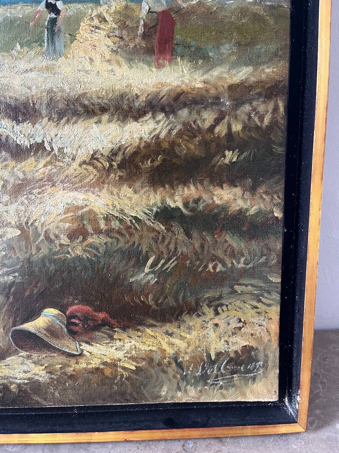 Harvesters, oil on canvas, signed