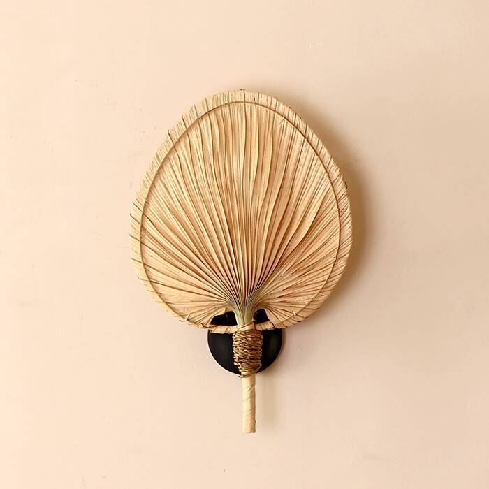Palm Rattan Wall Sconce Lamp, 30x44Cm