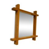 brutalist pine large mirror, 1970