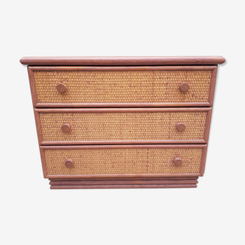 Chest of drawers Maugrion Rattan prestige 1980s