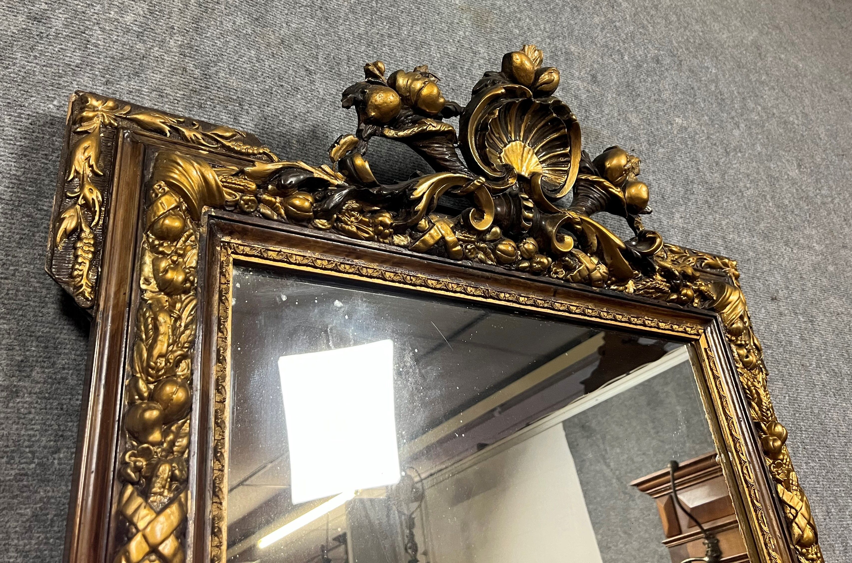 Miroir doré époque Napoléon III vers 1850-1880, 122x82 cm