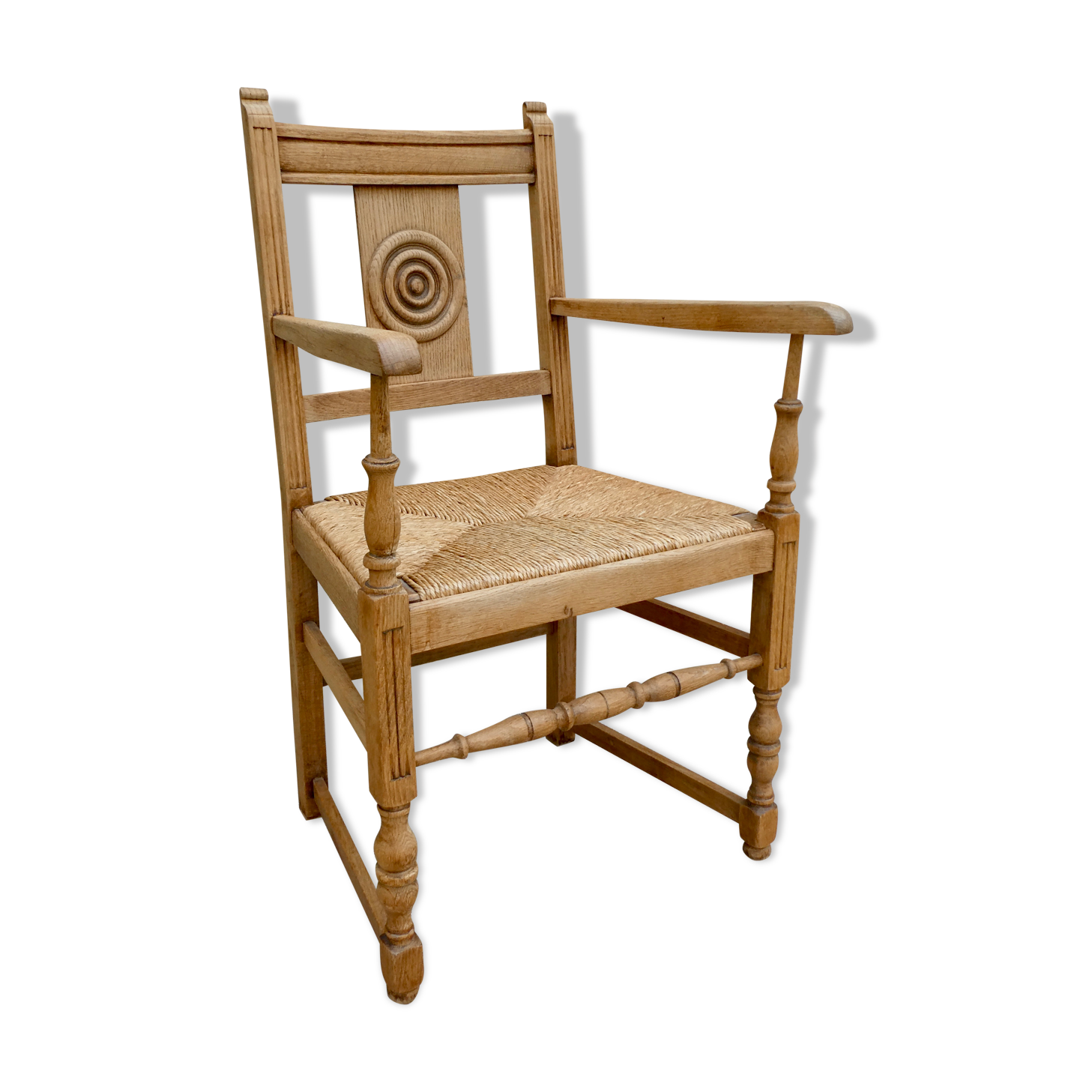 Light wooden neo-rock chair and 1940s mulella seat