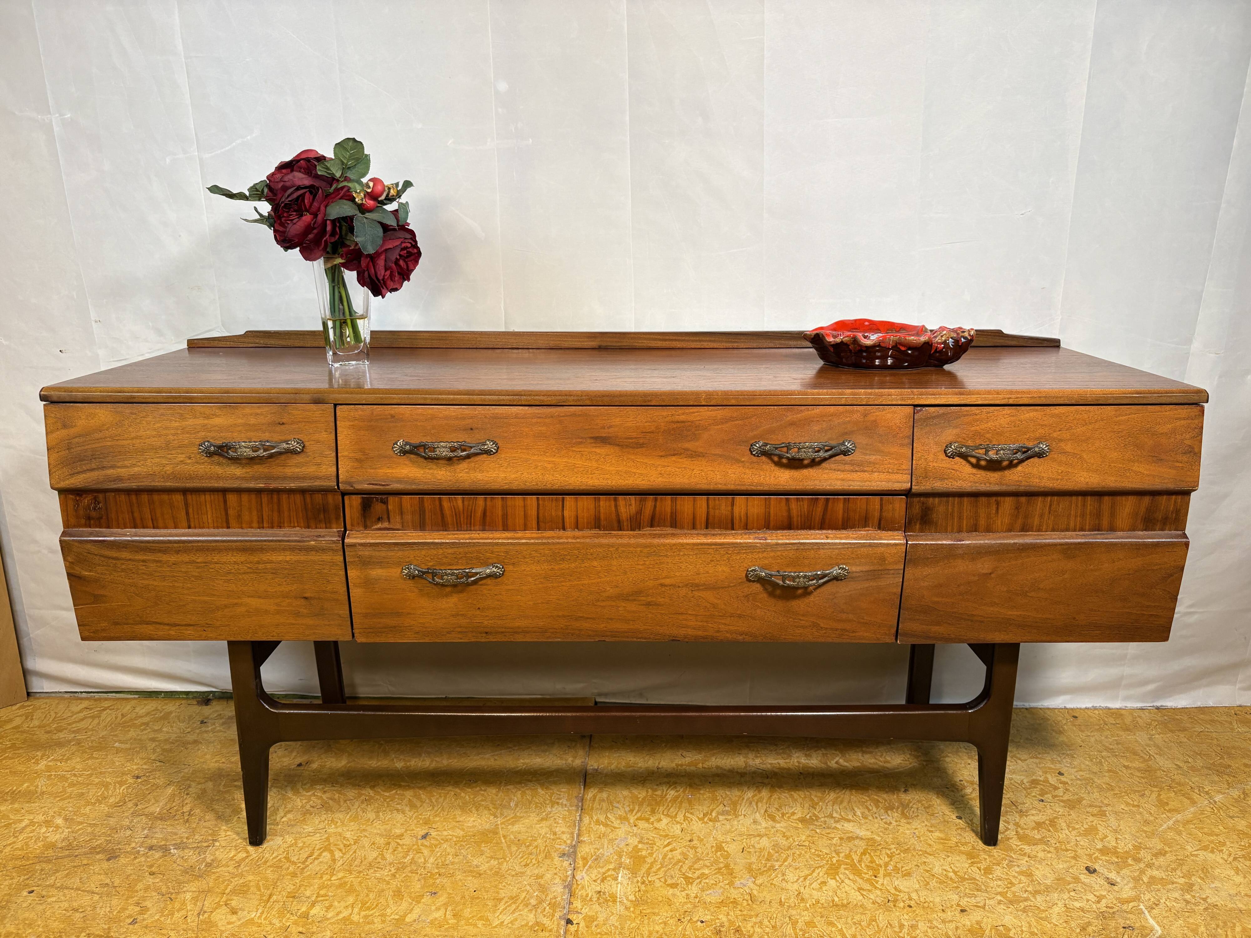 Mid-Century Retro Vintage Walnut Sideboard by Meredew 1960s  Sleek Design