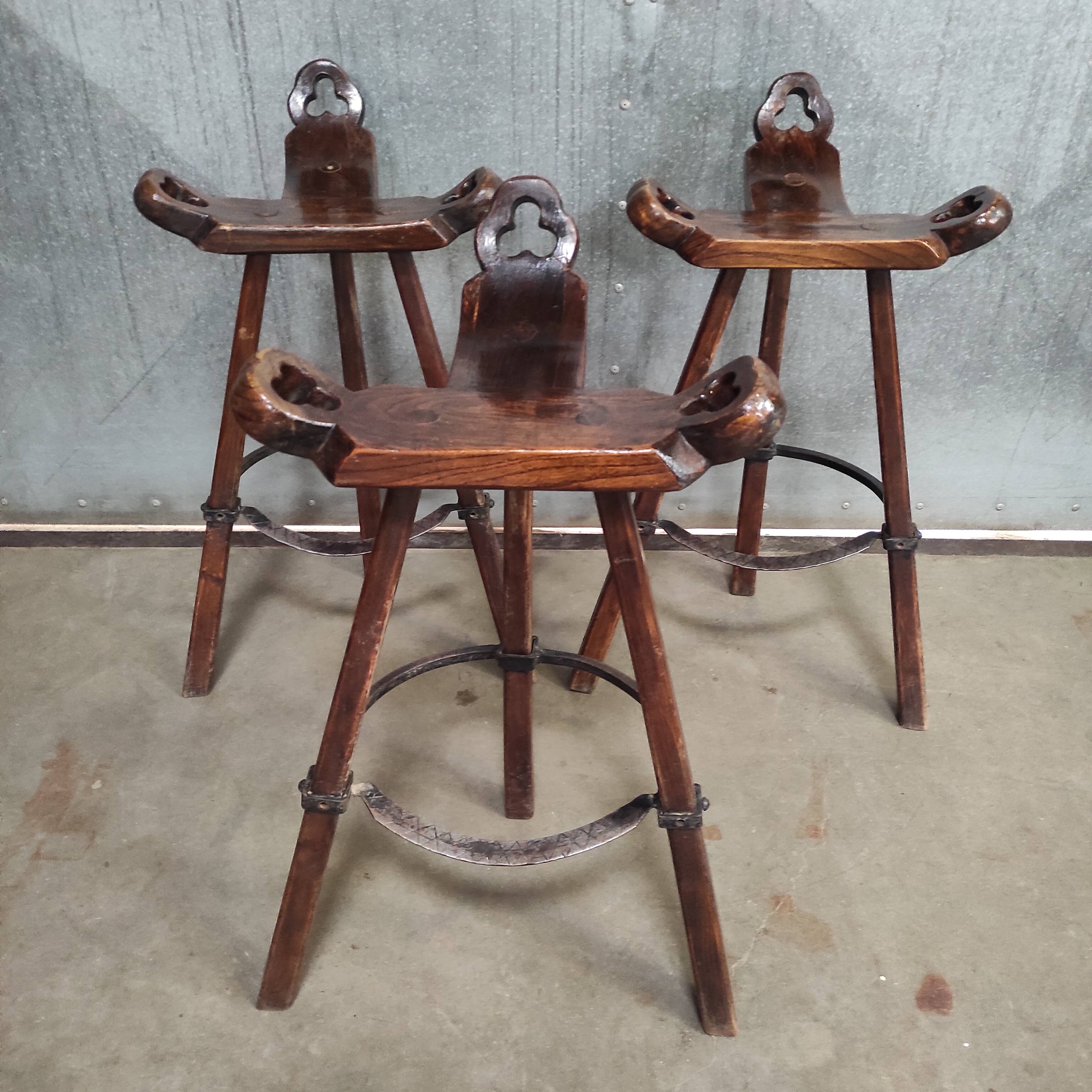 Vintage Brutalist Bar Stool 'Marbella' | Confonorm Spain, 1960s