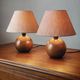Pair of solid wood ball lamps 1980
