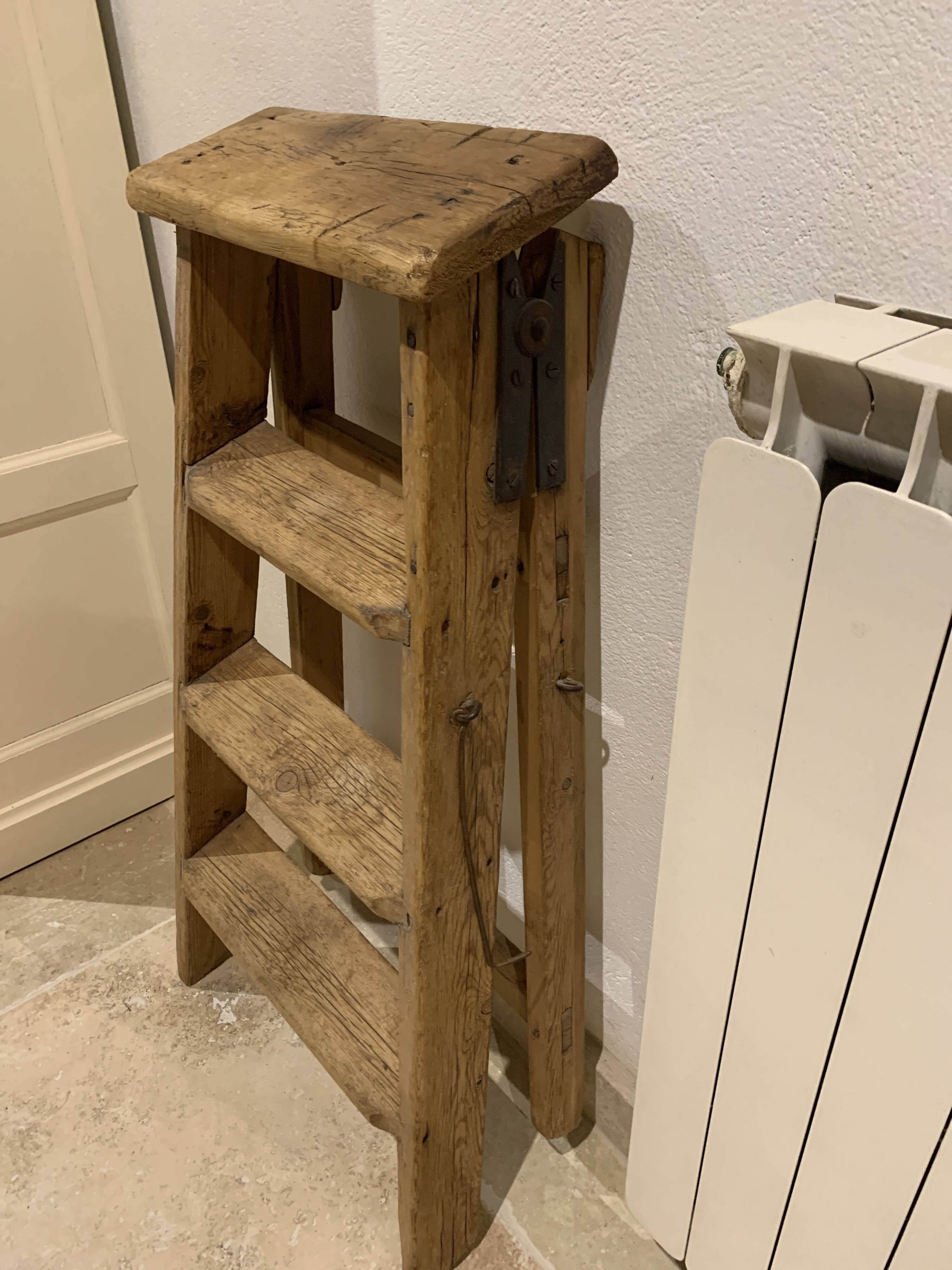 Solid wood stepladder very charming old decoration