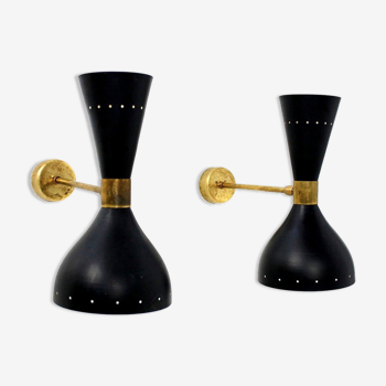 Pair wall lamps moonlight black