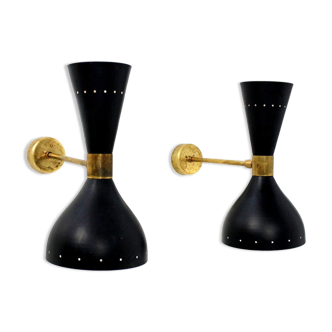 Pair wall lamps moonlight black