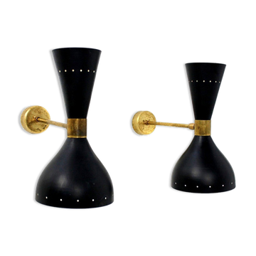 Pair wall lamps moonlight black