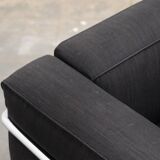LC2 armchair in black fabric – Design Le Corbusier, Pierre Jeanneret & Charlotte Perriand, 60s