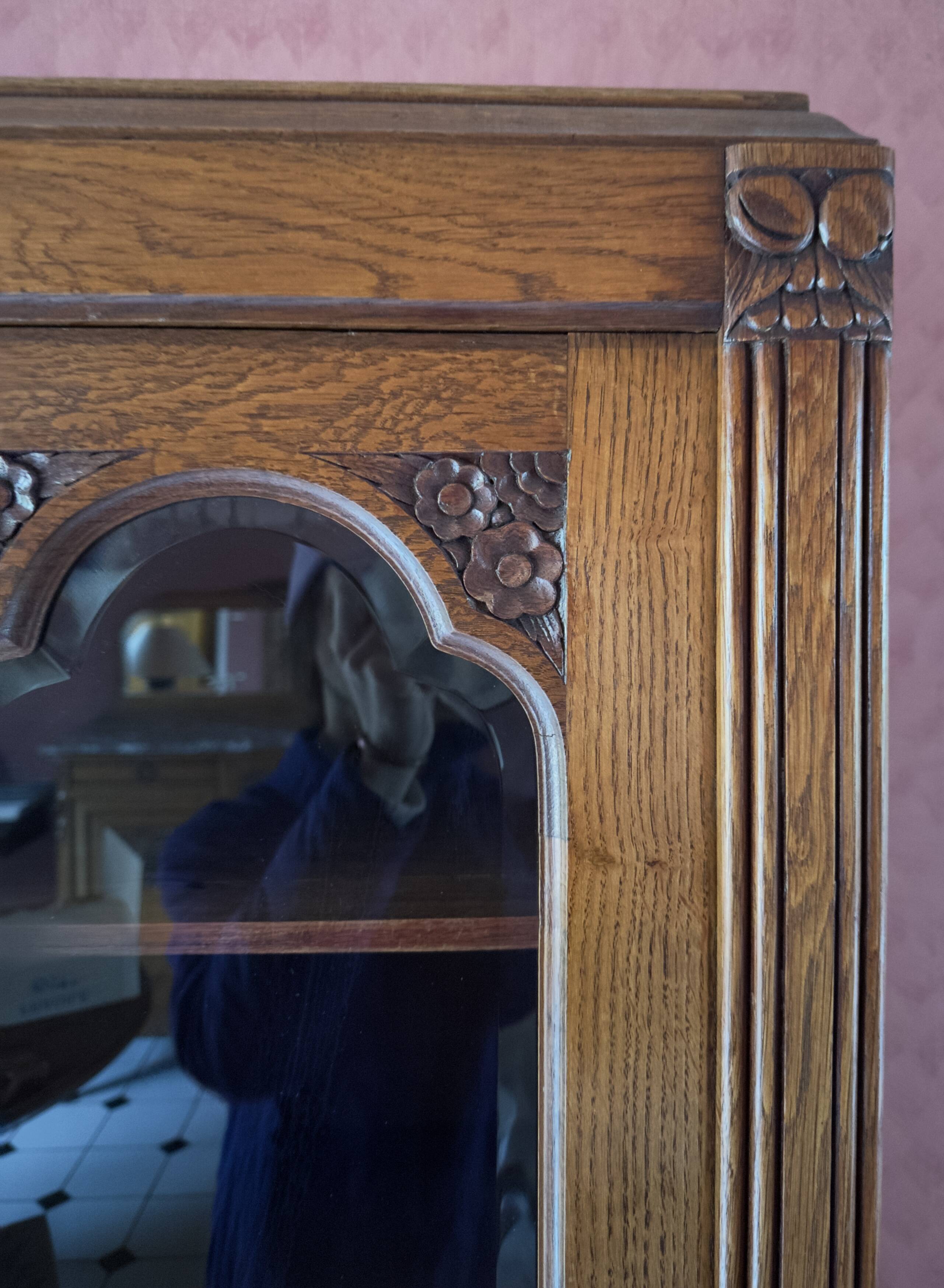 Large art deco sideboard with marble top and mirror