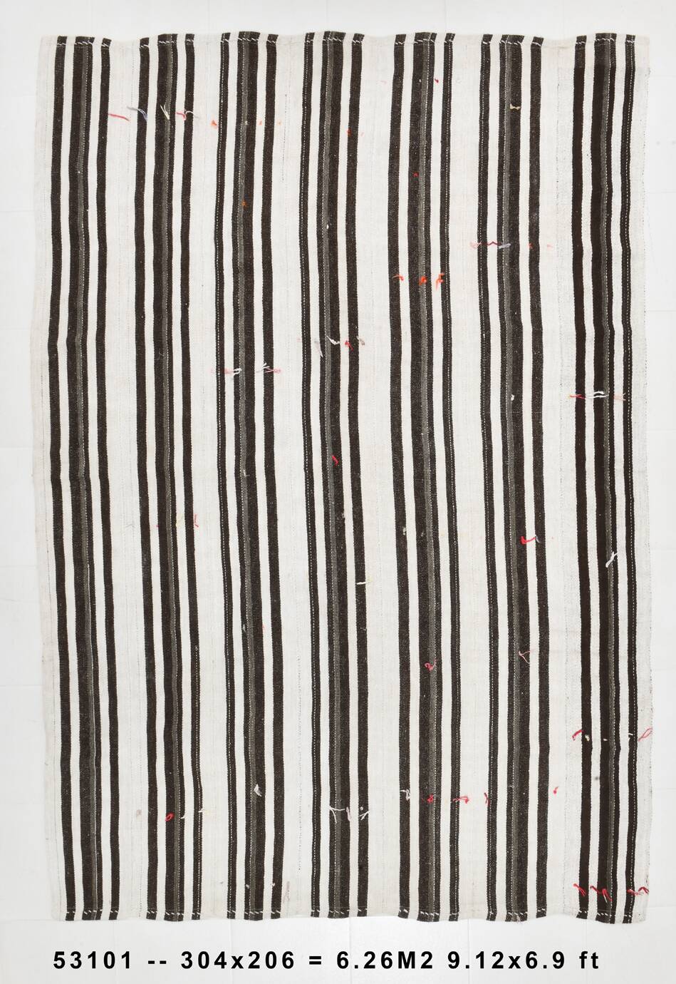 Contemporary Striped Vintage Kilim Rug, 206x304Cm