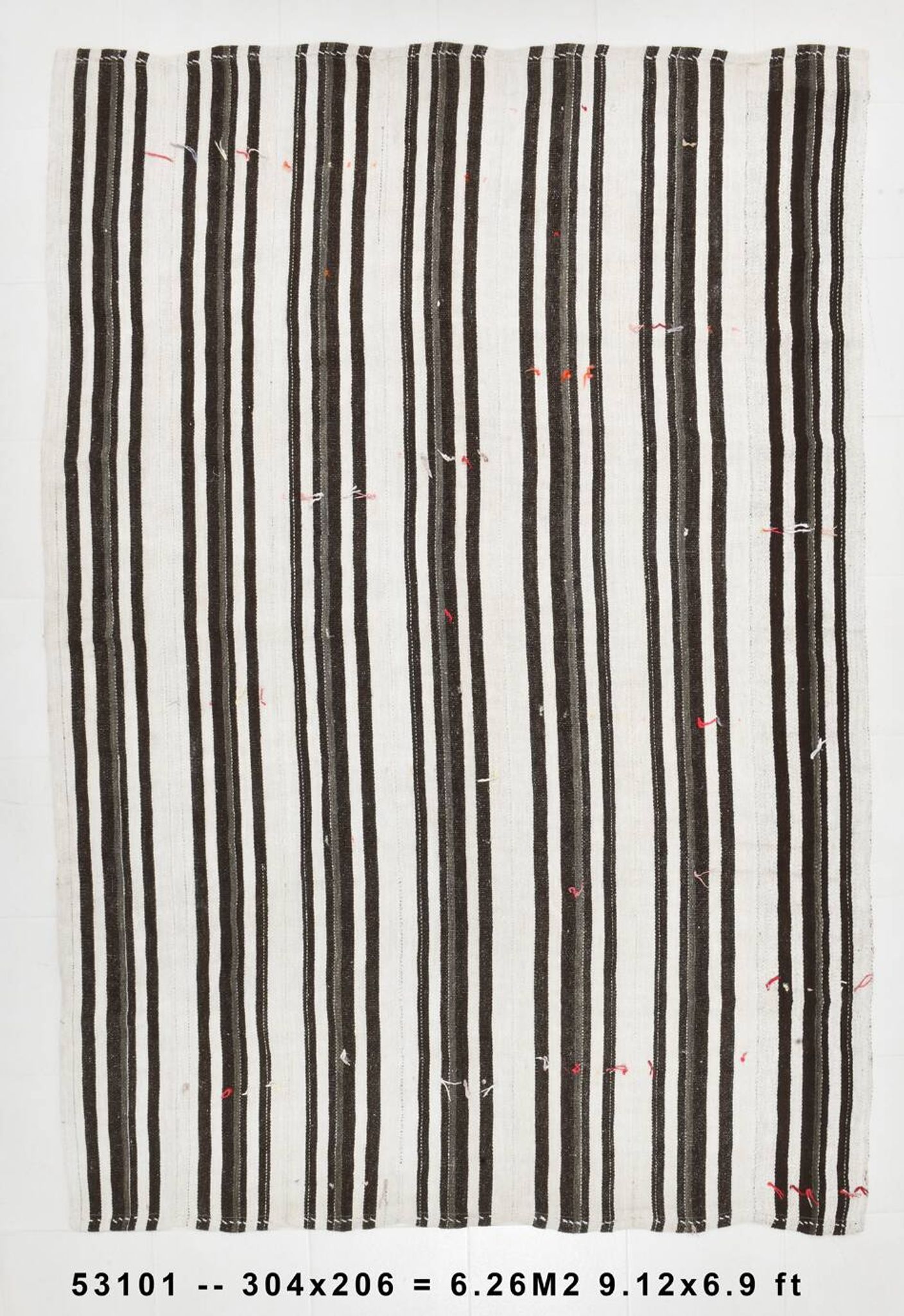 Tapis Kilim vintage rayé contemporain, 206 x 304 cm