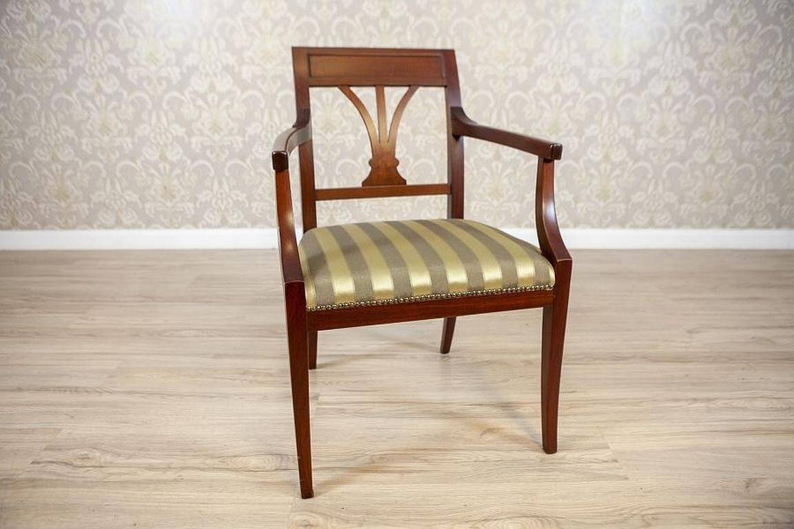 Set of Armchairs in Classicizing Forms in Striped Upholstery, 1990s