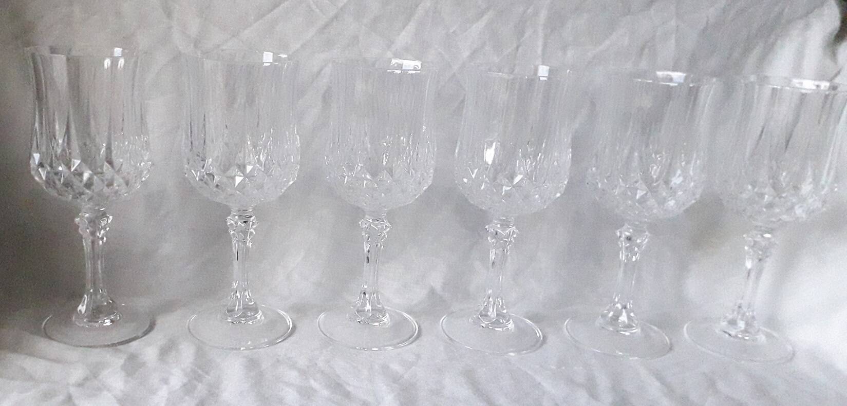 6 crystal stemmed glasses