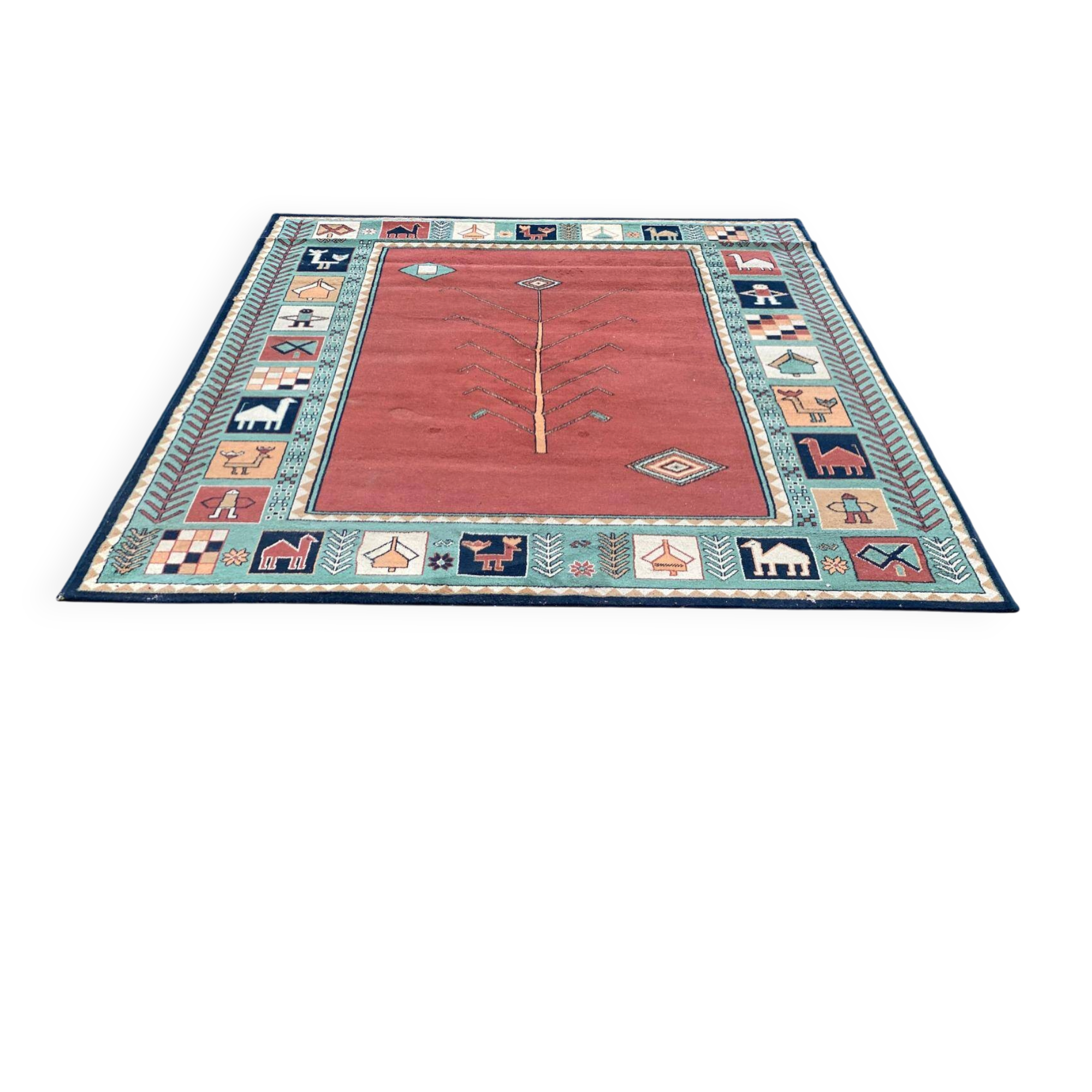 Tapis persan Gabbeh rouge rosé 200x300cm