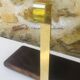 Vintage brass and wood hanging wall shelf